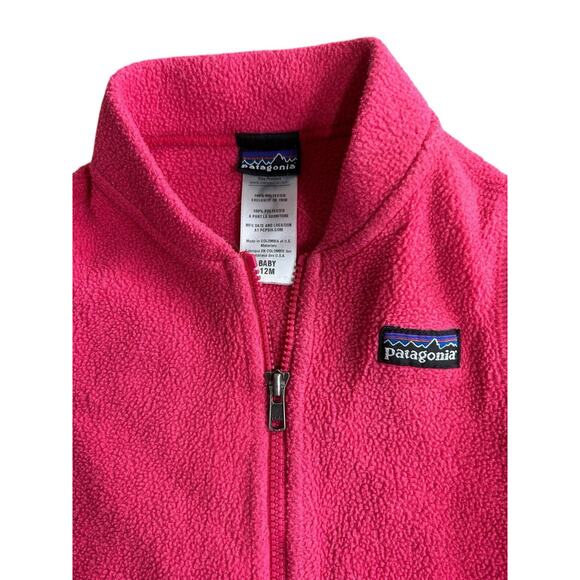 Patagonia Baby Pink Synchilla Fleece Sleeveless Vest 12 Months Full Zip Warm - Picture 3 of 4